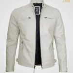 Men's-Biker-Style-Off-White-Leather-Jacket-Quilted-Shoulder