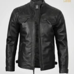 Men's-Black-Cafe-Racer-Style-Quilted-Shoulder-Leather-Jacket
