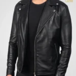 Pure-Sheepskin-Mens-sBiker-Style-Black-Jacket